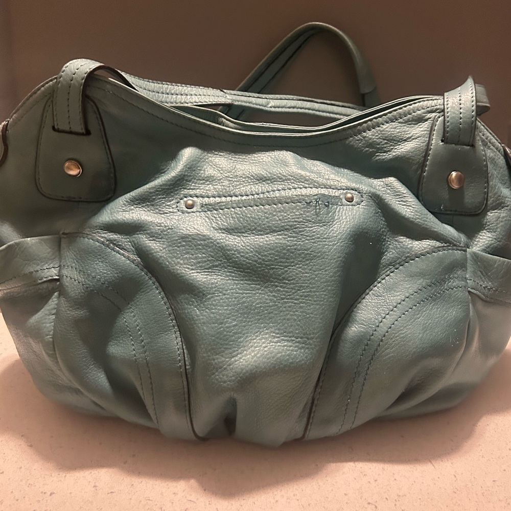b. makowsky Teal Leather Shoulder Bag